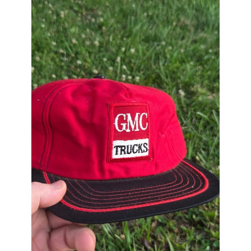 Vintage GMC Trucks Trucker Hat Cap Patch USA MADE Retro Automotive Red